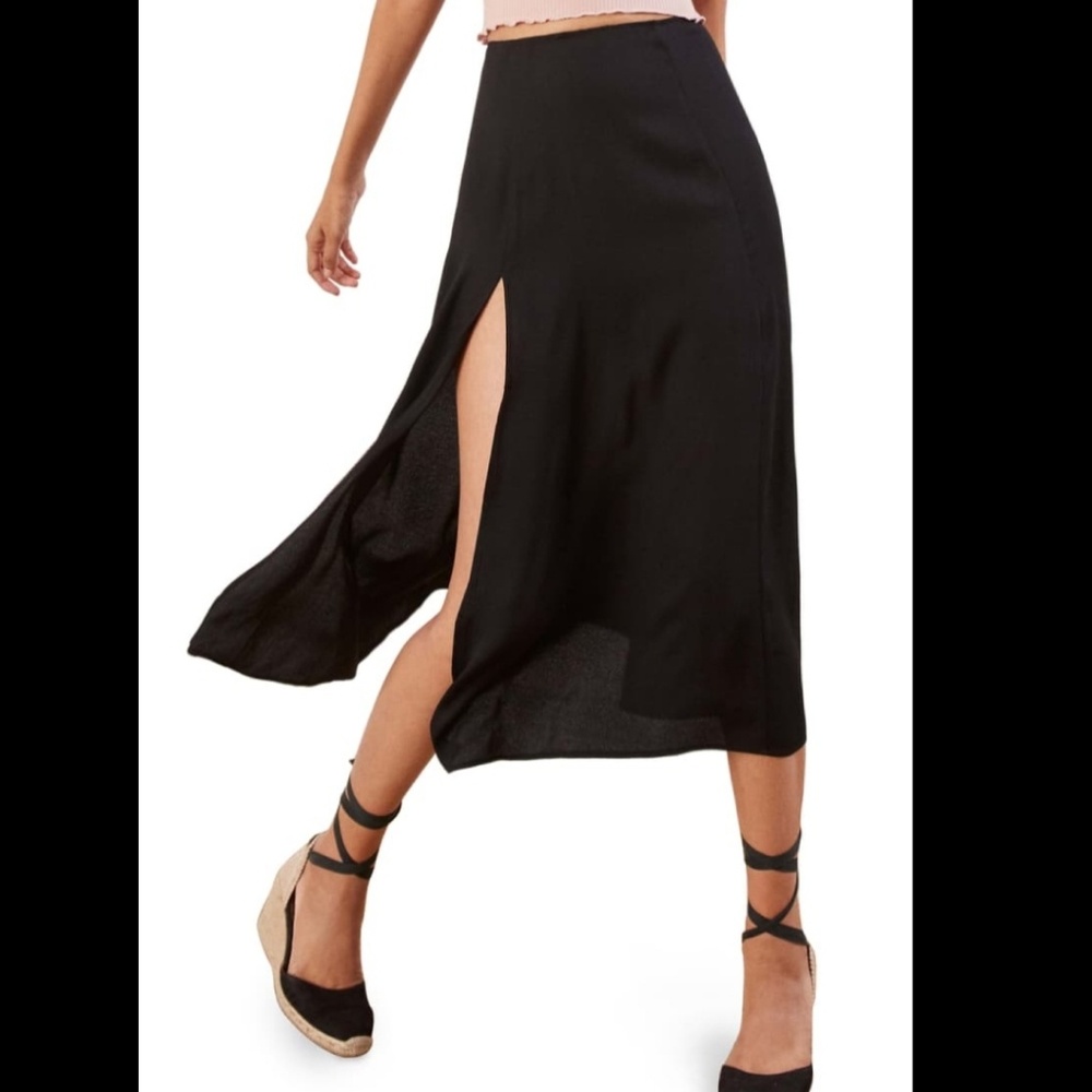 Reformation Zoe Side Slit Midi Skirt